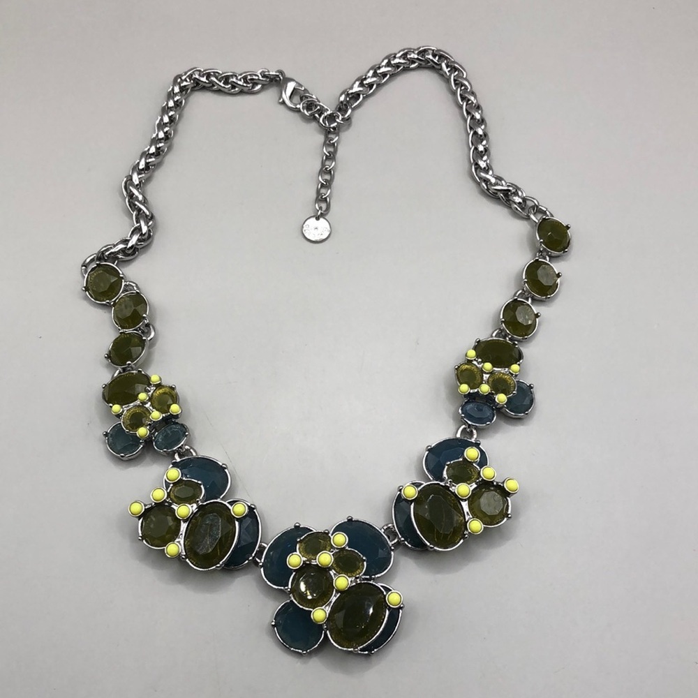 Talbots bejeweled floral flower dressy statement chain necklace elegant evening